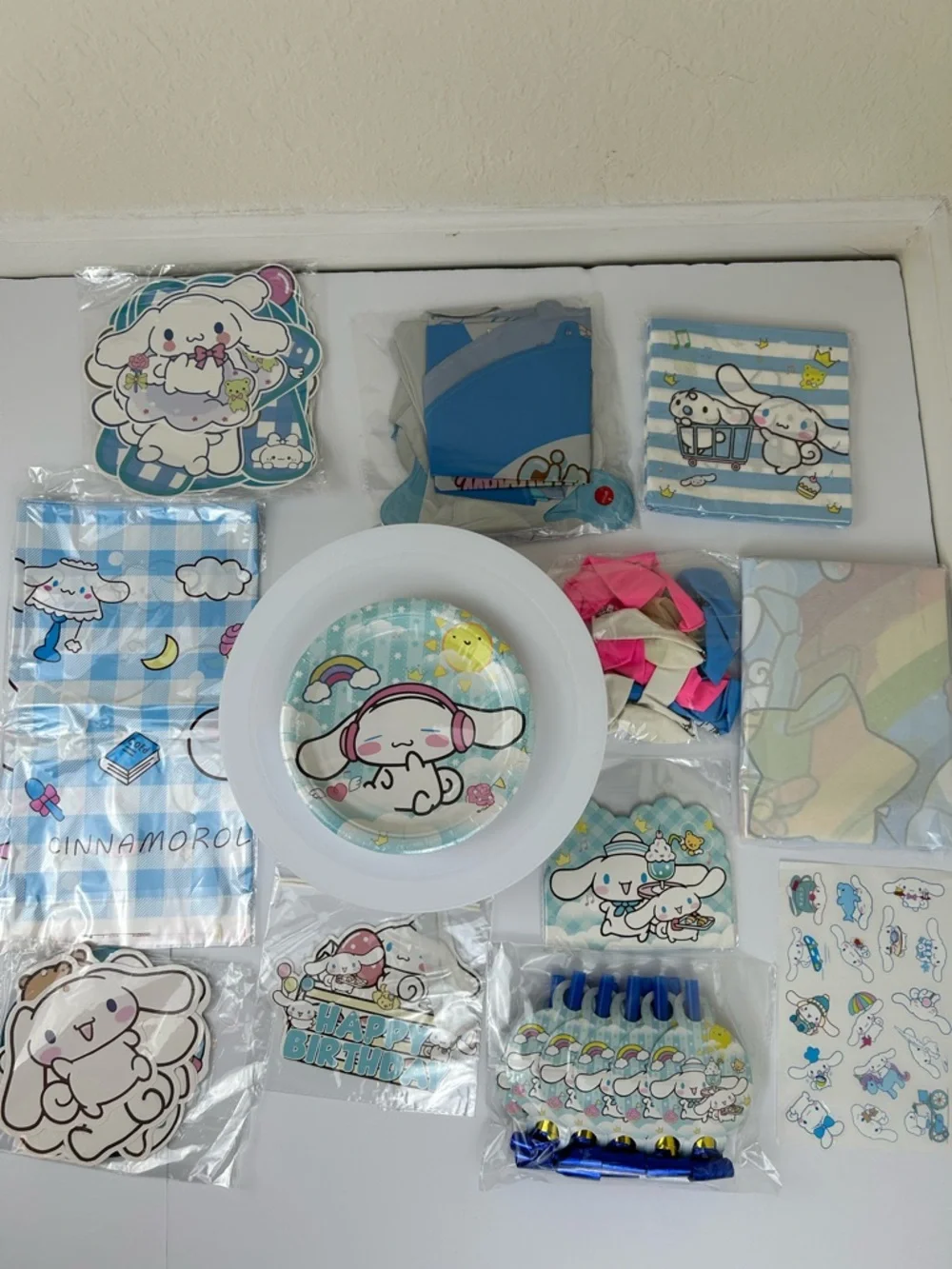Sanrio Cinnamoroll Birthday Party Supplies Set 67pc Decorations Blue Background